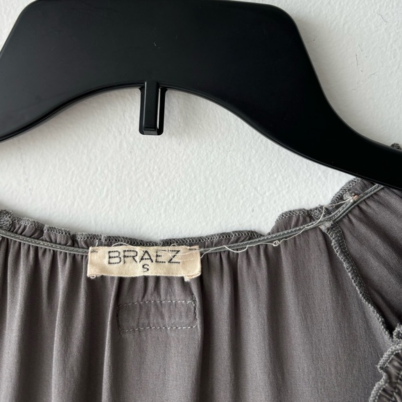 Braez Blouse Silk Satin Gray Long Sleeve Keyhole Neck Womens S Whimsigoth 90s - Picture 4 of 9